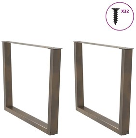 Pés para mesa de jantar em formato de V, 2 peças, aço natural, 100x(72