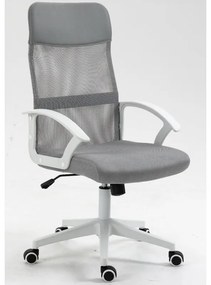 Cadeira de escritório VERTON, branco, rede e tecido cinza
