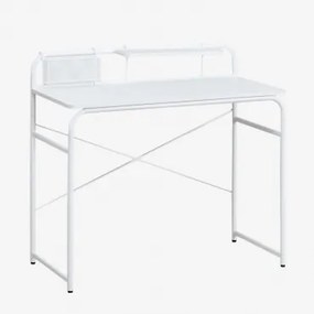 Escrivaninha 100x45 Cm Em Aço E Madeira Sibila Branco - Sklum