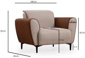 Sofá de 1 Lugar Aren – Bege – 100x85x85 cm