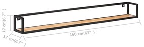 Prateleiras parede 2 pcs 160 cm madeira de acácia maciça