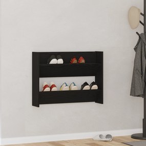 vidaXL Gabinete de Sapatos de Parede - Carvalho Preto, 80x18x60 cm, feito de madeira engenheirada.