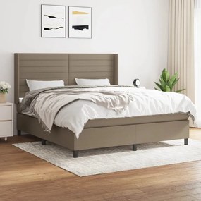 vidaXL Cama com molas/colchão 180x200 cm tecido castanho-acinzentado