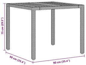 Conjunto de Jantar de Jardim 5 Peças com Almofadas Bege em Rattan Poli