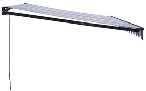 Toldo retrátil 4,5x3 m tecido e alumínio azul e branco