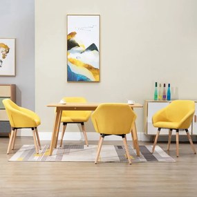 vidaXL Cadeiras de jantar 4 pcs tecido amarelo