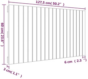Cabeceira de parede 127,5x3x60 cm pinho maciço castanho-mel