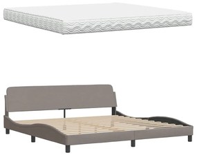 Cama com colchão 200x200 cm tecido cinzento-acastanhado