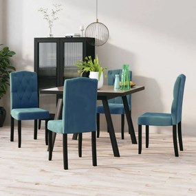 vidaXL Cadeiras de jantar 4 pcs veludo azul