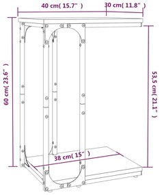 Mesa de apoio 40x30x60 cm derivados de madeira preto