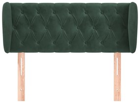 Cabeceira de cama c/ abas veludo 93x23x78/88 cm verde-escuro