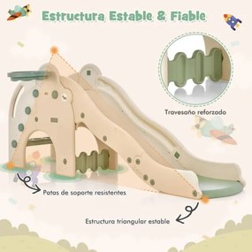 Escorrega de elefante 4 em 1 para crianças com mais de 18 meses Zona de amortecimento de basquetebol em forma de elefante Degraus antiderrapantes Verd