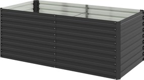 Floreira jardim 160 x 80 x 60 cm elevada galvanizada retangular para exterior - fundo aberto cinzenta