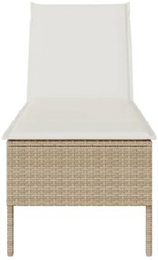 Espreguiçadeira com almofadão 55x200x44cm vime PE bege