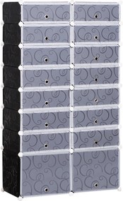 HOMCOM Armário Removível de 16 Cubos cor Preto e Branco95x37x160cm|Aosom Portugal