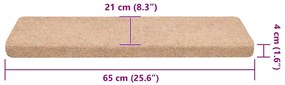 Tapetes de escada autoadesivos 30 pcs 65x21x4 cm creme