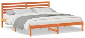 Estrutura da Cama com cabeceira Castanho-mel 200 x 200 cm