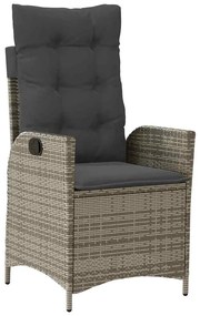 Conjunto de Jantar de Jardim com 5 Peças e Almofadas Cinza em Rattan e