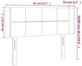 Cabeceira de cama c/ abas tecido 83x16x78/88 cm creme