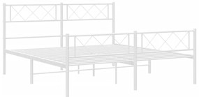 Estrutura de cama com cabeceira e pés 160x200 cm metal branco