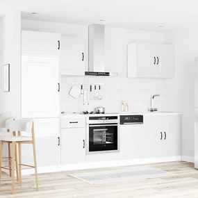 7 peças armário de cozinha conjunto Kalmar branco brilhante