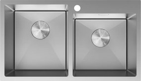 Mexen Xorin pia de cozinha em aço de 2 cubas 780 x 450 mm, inox - 6441782000-01