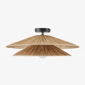 Plafon De Teto Ø50 Cm Em Ráfia Aislin Natural - Sklum