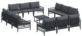 Conjunto de Sofá de Jardim 13 pcs Cinzento-escuro Aço