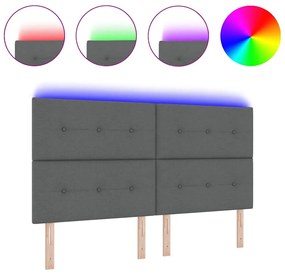 Cabeceira LED cinza escuro, 90 cm, em tecido.