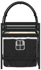 Cama alta criança c/ túnel 80x200 cm pinho maciço branco/preto