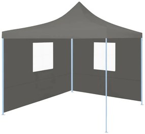 vidaXL Tenda dobrável profissional festas 2 paredes 2x2m aço antracite