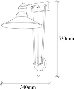 Candeeiro de Parede Saglam – Preto e Dourado – 28 x 34 cm