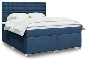 Cama com molas/colchão 180x200 cm tecido azul