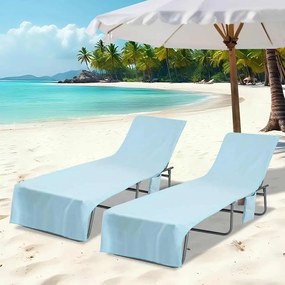vidaXL Toalhas para Espreguiçadeira 2 pcs Azul 210 x 75 cm