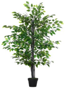 Outsunny Ficus Artificial Altura 145 cm 756 Folhas com Vaso Decoração Casa e Jardim Verde | Aosom Portugal