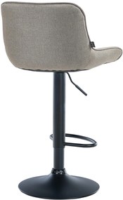 Banco alto em tecido com estrutura preta 85-106 x 49 x 51 cm castanho acinzentado