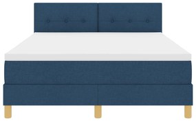 Cama Box Spring com Colchão Azul 140x190 cm Tecido