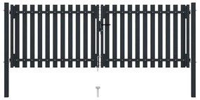 Portão de cerca com porta dupla 306x125 cm aço antracite