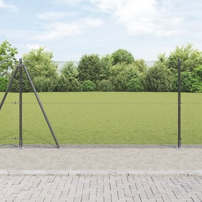 vidaXL Cerca de Fio Soldado com 7 Postes Flangeados Cinza 1.2x10 m Aço