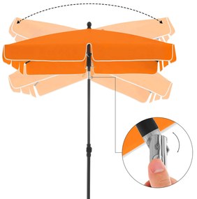 Guarda-sol jardim, praia 200 x 125 cm dobrável com inclinação Laranja