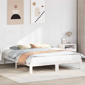 Cama sem colchão 180x200 cm madeira de pinho maciça branco