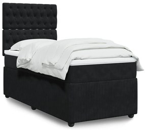 Cama com molas/colchão 80x200 cm veludo preto
