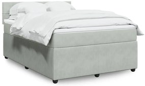 vidaXL Cama com molas/colchão 160x200 cm veludo cinzento-claro