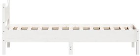 Cama sem colchão 75x190 cm madeira de pinho maciça branco