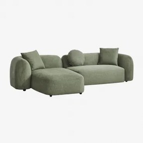 Sofá Chaise Longue Esquerdo Modular De 2 Peças Em Chenille Coco Chenille Verde Sálvia - Sklum