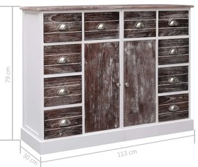 Aparador com 10 gavetas 113x30x79 cm madeira castanho