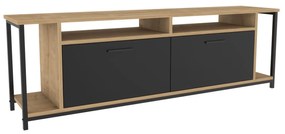 Móvel TV Omar – Carvalho/Preto – 160 cm x 35 cm x 50,8 cm