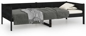 Sofá-cama 80x200 cm madeira de pinho maciça preto