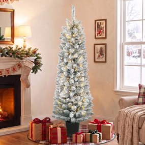 Árvore de Natal Nevada com 150 Luzes LED 150 cm 8 Modos 250 Pontas Verde e Branco