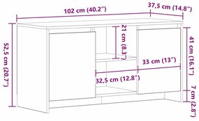 Armário de TV vidaXL Carvalho Preto 102x37,5x52,5 cm de Madeira de Eng